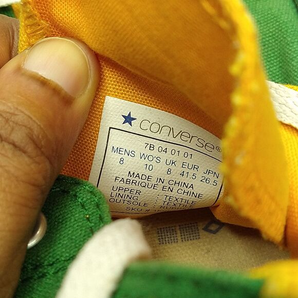 Converse Chuck Taylor All Star High Top Mens Sz 8 Womens Sz 10 Green Yellow - Picture 10 of 10